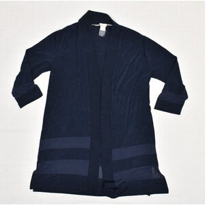 Chico's Women Open Cardigan Sweater Solid Acetate Blue Size 1 Travelers